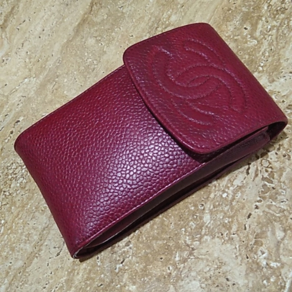 Chanel dark pink/burgundy vintage cigarette case/pouch